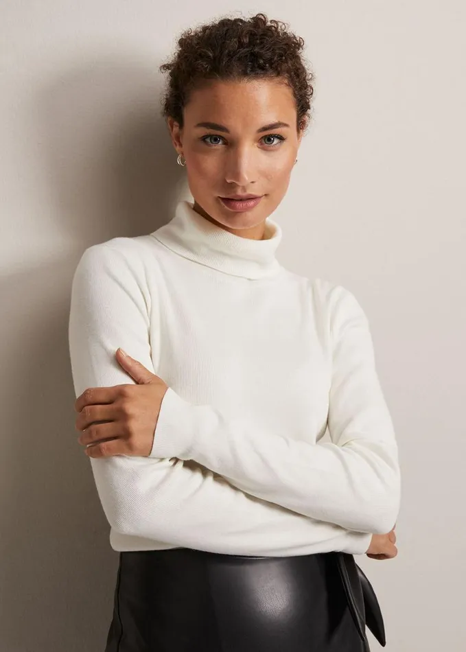 Phase Eight Gwyneth Ivory Roll Neck Jumper Ivory Women Knitwear