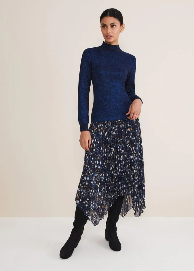 Phase Eight Gwyneth Lurex Knitted Jumper Midnightblue Women Knitwear