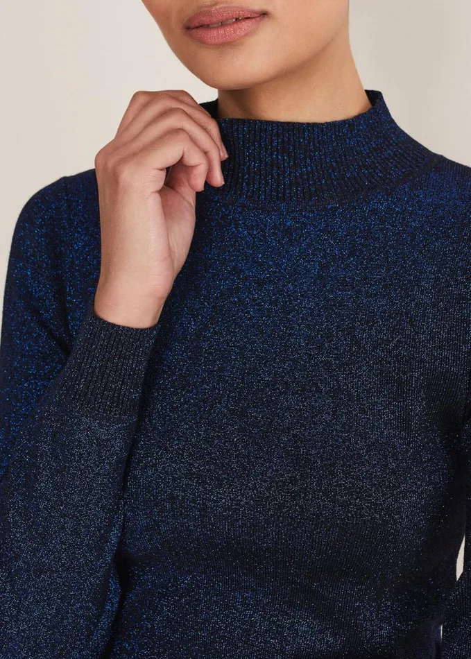 Phase Eight Gwyneth Lurex Knitted Jumper Midnightblue Women Knitwear