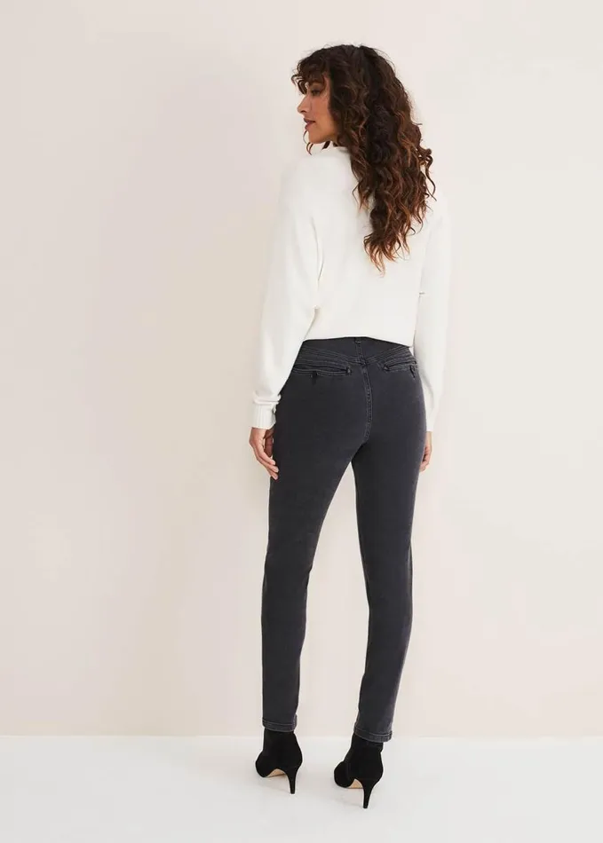 Phase Eight Hailee Topstitch Skinny Jeans Charcoal Women Trousers