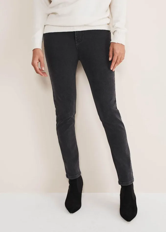 Phase Eight Hailee Topstitch Skinny Jeans Charcoal Women Trousers