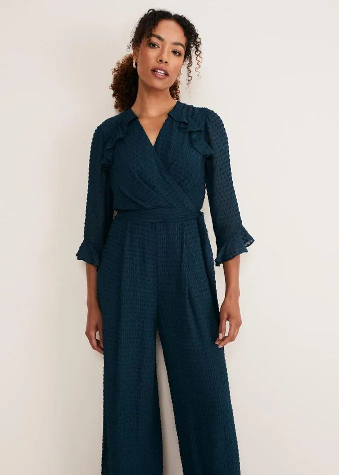 Phase Eight Hattie Wrap Wide Leg Jumpsuit Ocean Women Dresses
