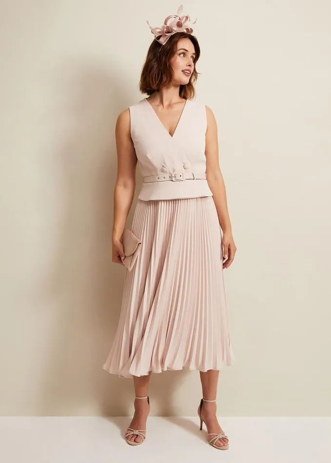 Phase Eight Hetty Pleated Dress Antique Rose Women Dresses