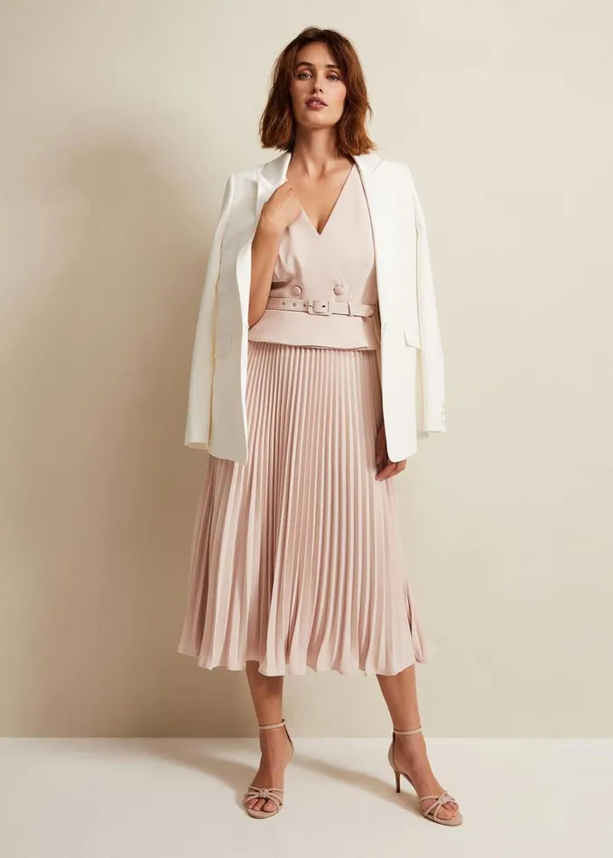 Phase Eight Hetty Pleated Dress Antique Rose Women Dresses