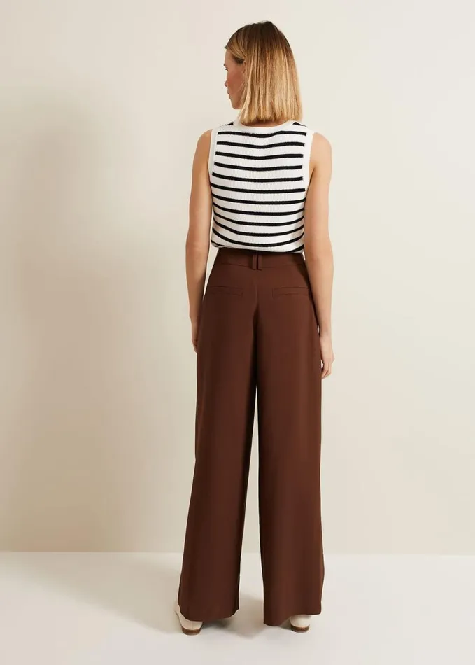 Phase Eight Indiyah Pleated Wide Leg Trousers Brown Women Trousers