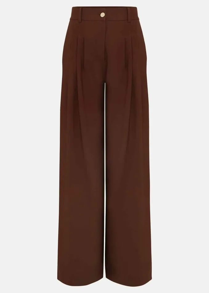 Phase Eight Indiyah Pleated Wide Leg Trousers Brown Women Trousers