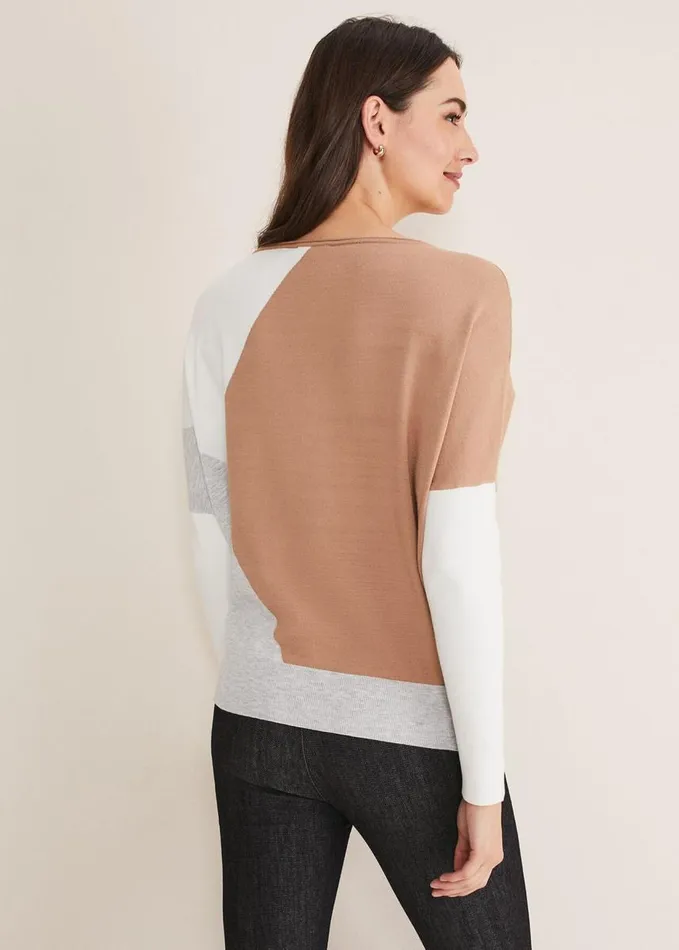 Phase Eight Isabel Colourblock Knit Grey Multi Women Knitwear