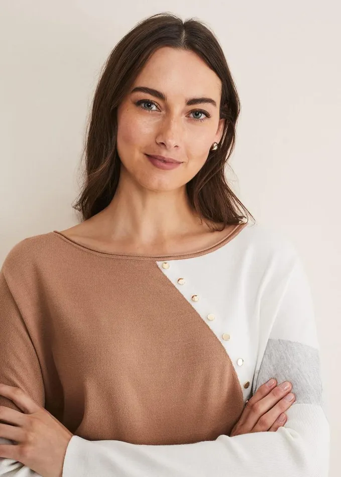 Phase Eight Isabel Colourblock Knit Grey Multi Women Knitwear