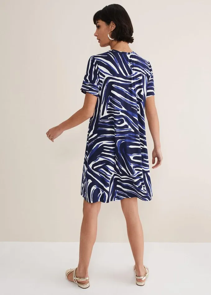 Phase Eight Isabelle Zebra Print Jersey Mini Dress Bluemulti Women Dresses