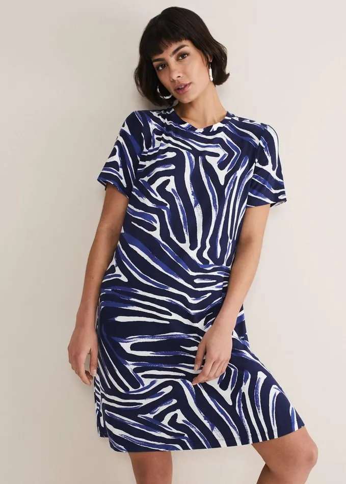 Phase Eight Isabelle Zebra Print Jersey Mini Dress Bluemulti Women Dresses