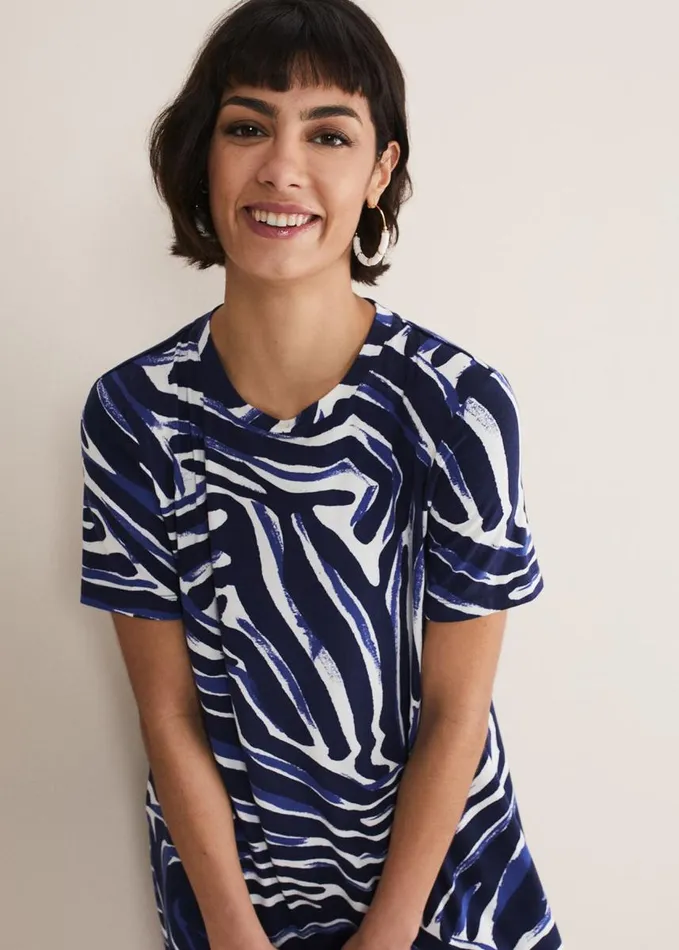 Phase Eight Isabelle Zebra Print Jersey Mini Dress Bluemulti Women Dresses