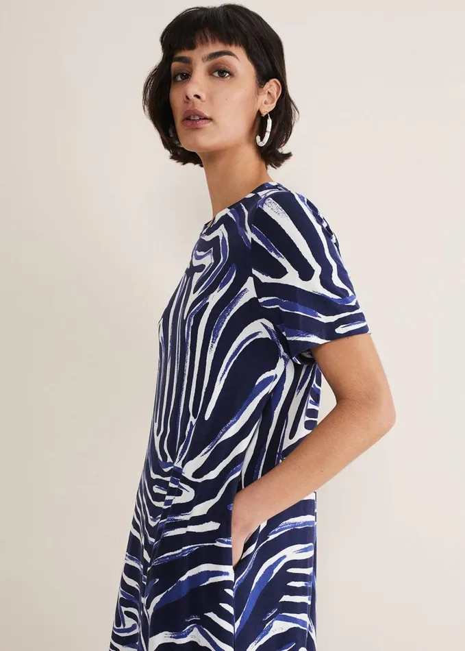 Phase Eight Isabelle Zebra Print Jersey Mini Dress Bluemulti Women Dresses
