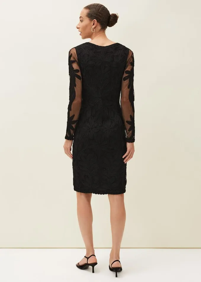 Phase Eight Isobel Tapework Lace Dress Black Women Dresses