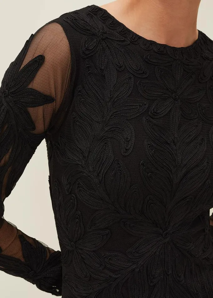 Phase Eight Isobel Tapework Lace Dress Black Women Dresses