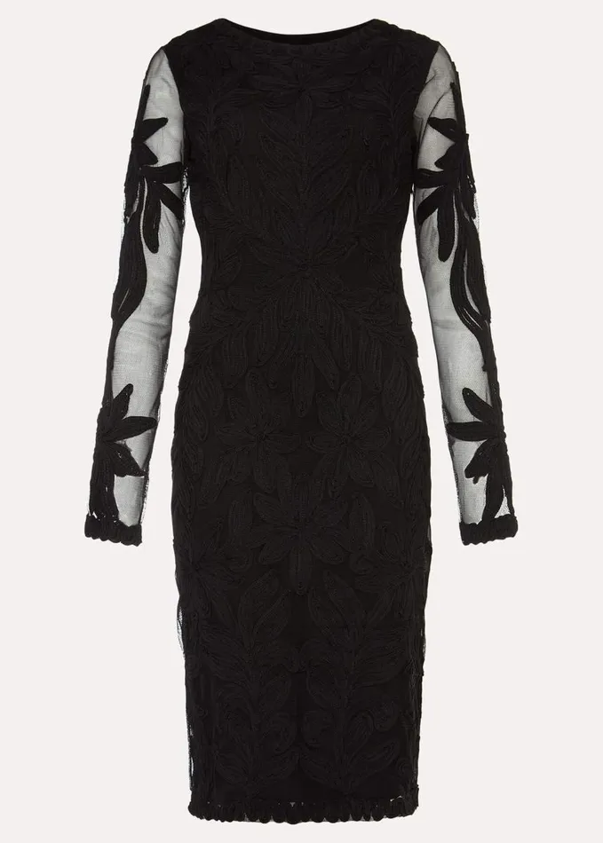 Phase Eight Isobel Tapework Lace Dress Black Women Dresses