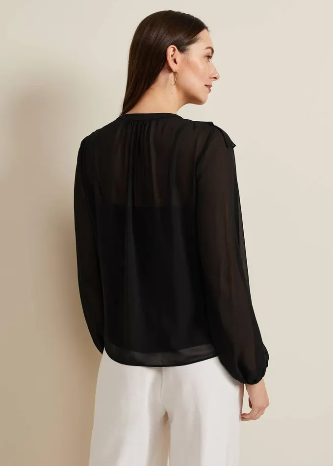 Phase Eight Ivana Ruffle Blouse Black Women Shirts and Blouses
