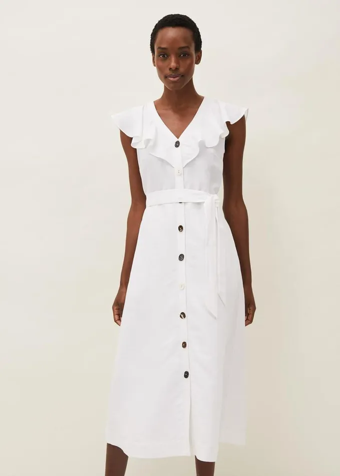 Phase Eight Jemima Linen Shirt Dress White Women Dresses