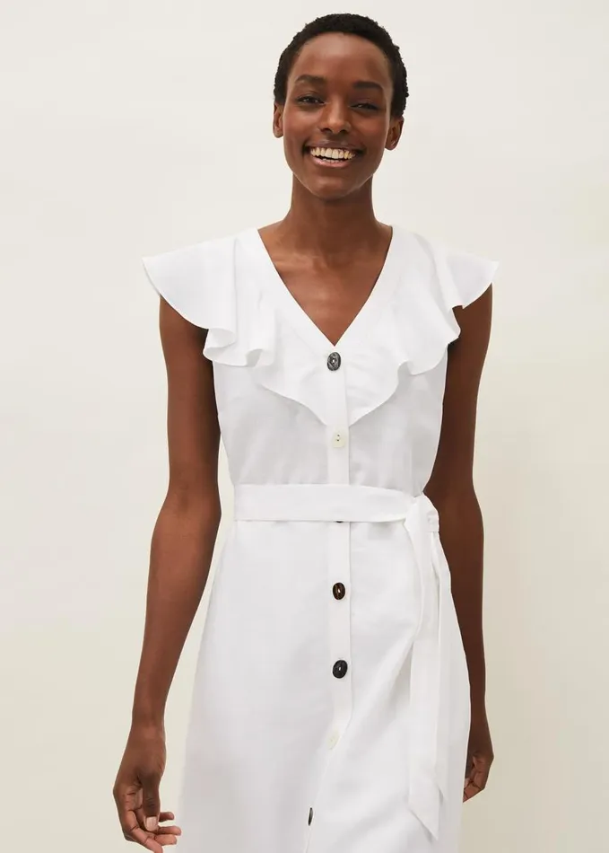 Phase Eight Jemima Linen Shirt Dress White Women Dresses