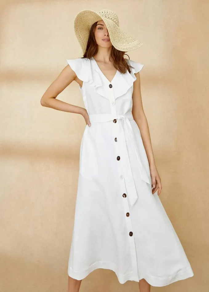 Phase Eight Jemima Linen Shirt Dress White Women Dresses