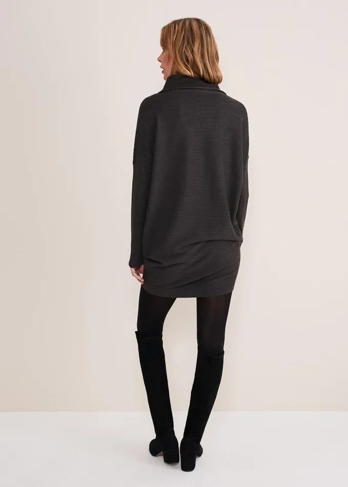 Phase Eight Jocelin Roll Neck Knit Dress Charcoal Women Dresses