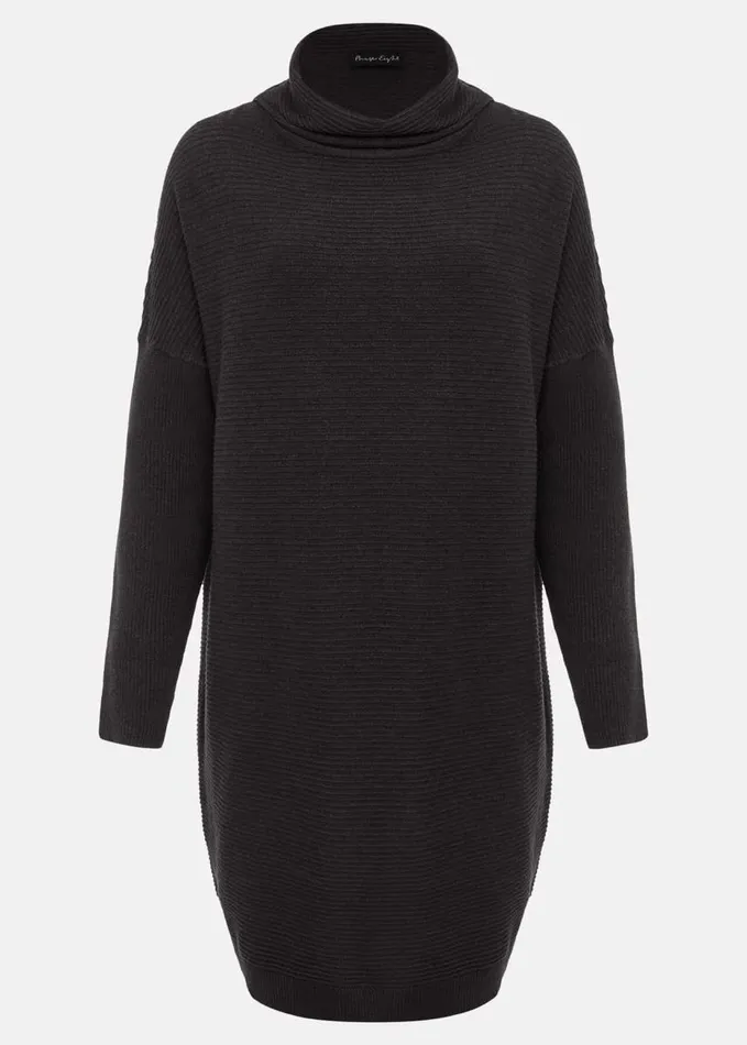 Phase Eight Jocelin Roll Neck Knit Dress Charcoal Women Dresses