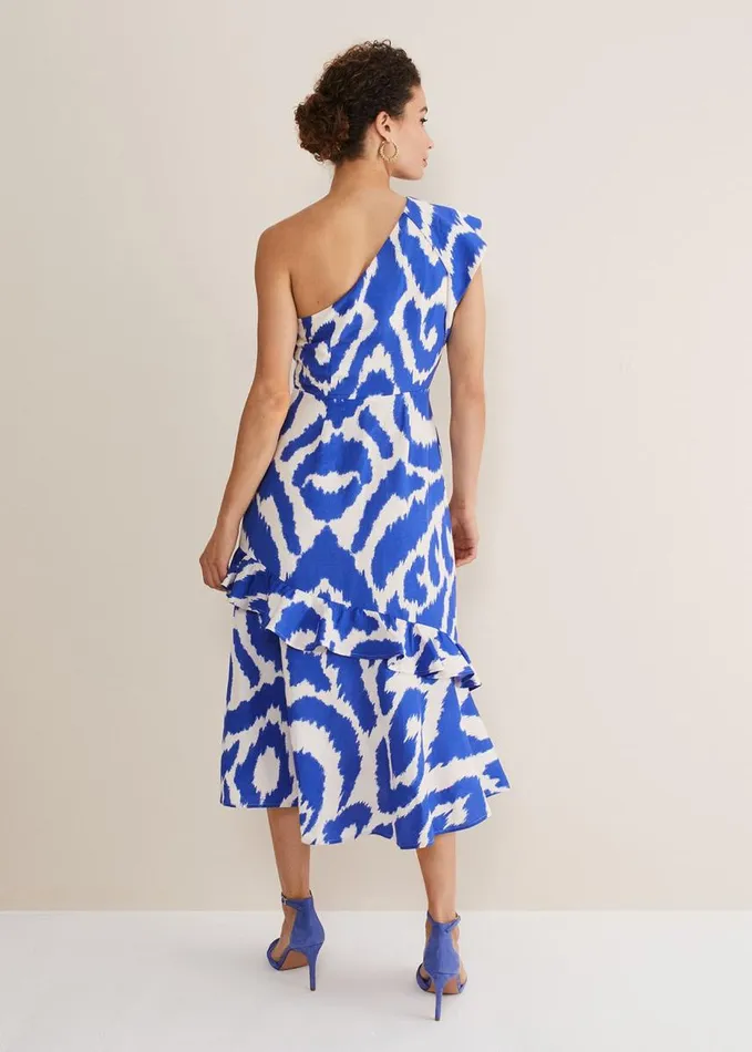 Phase Eight Joy One Shoulder Midi Dress Indigoivory Women Dresses