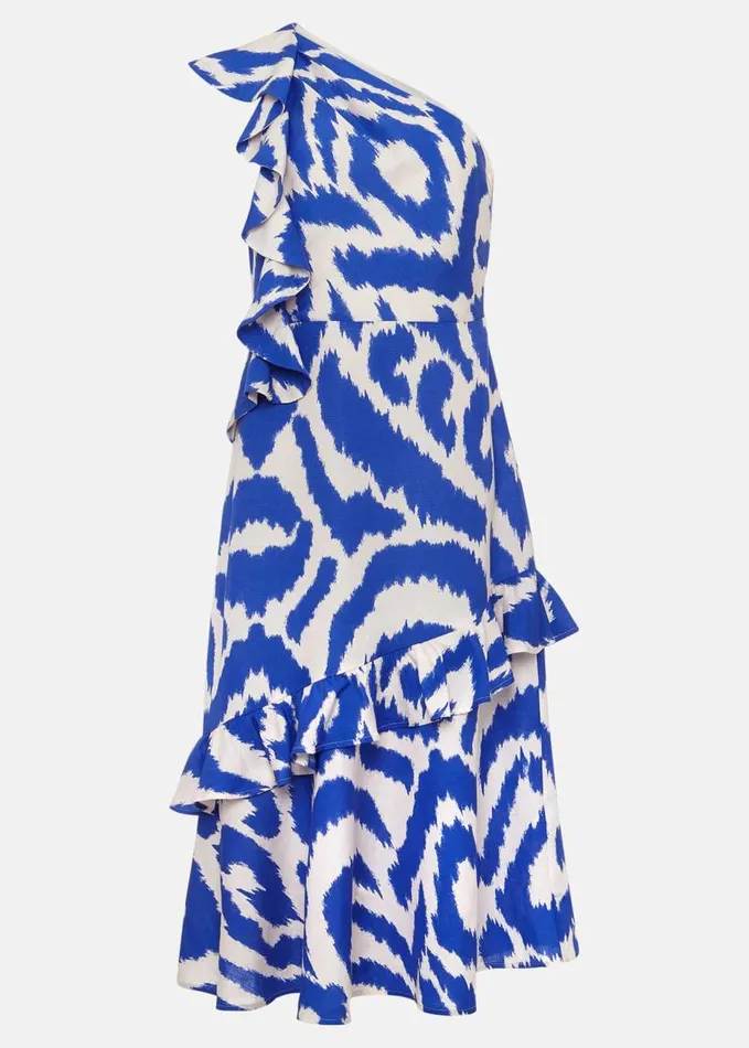 Phase Eight Joy One Shoulder Midi Dress Indigoivory Women Dresses