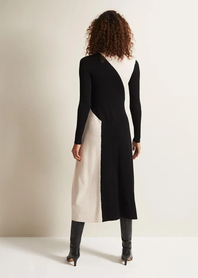 Phase Eight Julie Knitted Colourblock Midaxi Dress Blackmulti Women Dresses