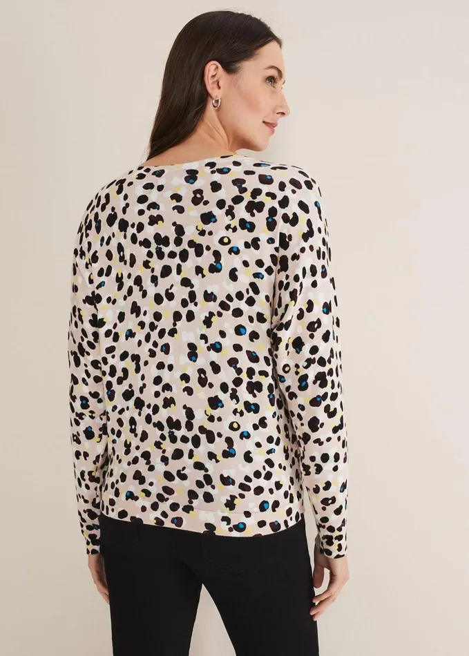 Phase Eight Juno Abstract Jumper Soft Pink Multi Women Knitwear