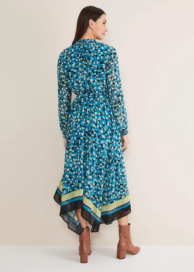 Phase Eight Juno Border Hem Midi Dress Bluemulti Women Dresses