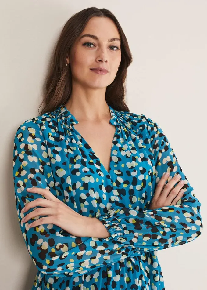 Phase Eight Juno Border Hem Midi Dress Bluemulti Women Dresses
