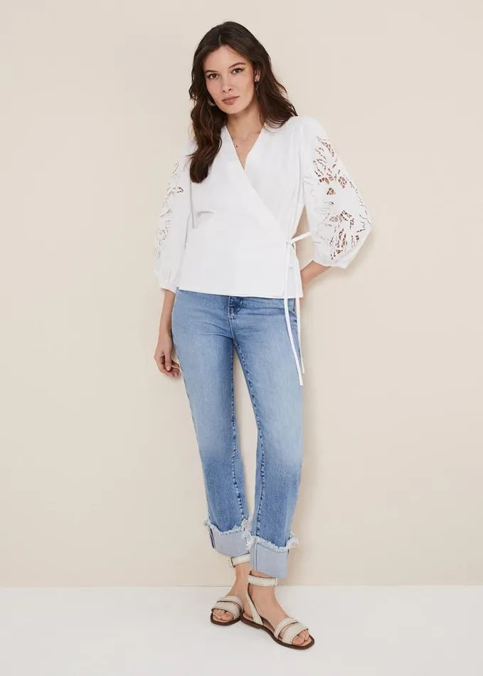Phase Eight Kacey Broderie Blouse White Women Shirts and Blouses