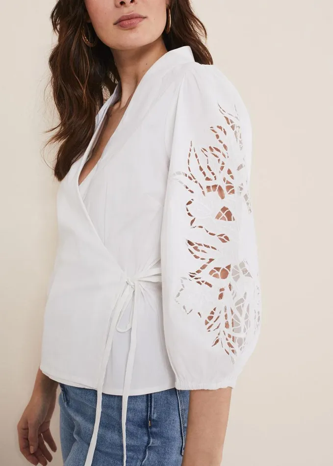 Phase Eight Kacey Broderie Blouse White Women Shirts and Blouses