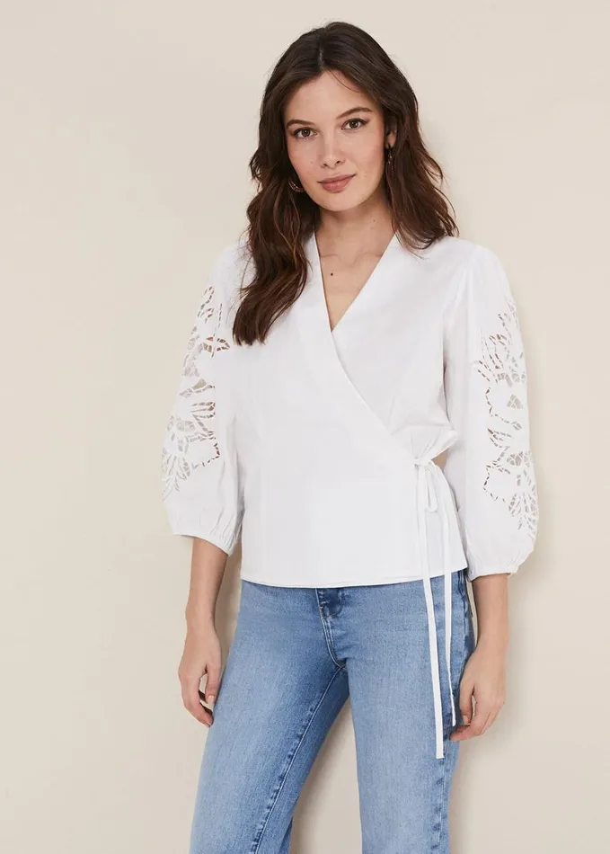 Phase Eight Kacey Broderie Blouse White Women Shirts and Blouses