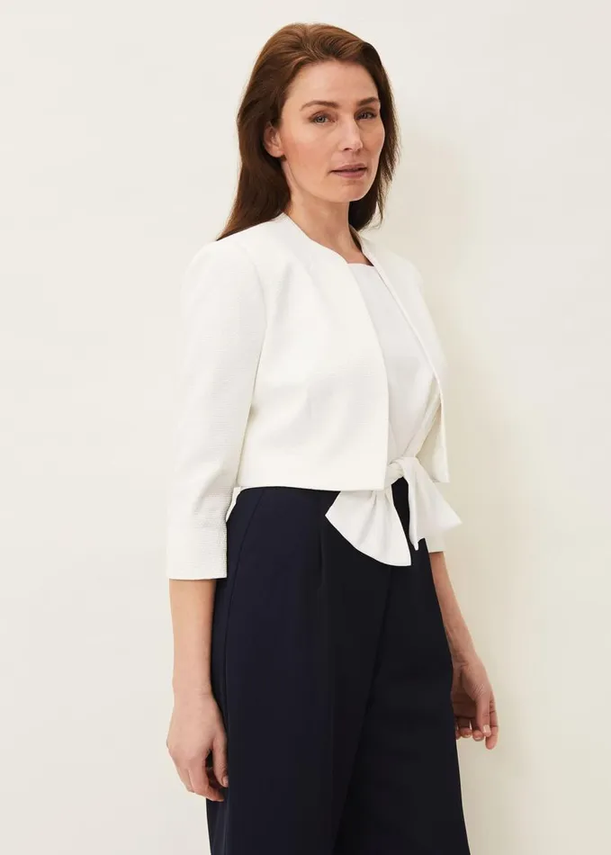 Phase Eight Karlee Textured Occasion Jacket Ivory Women Jackets