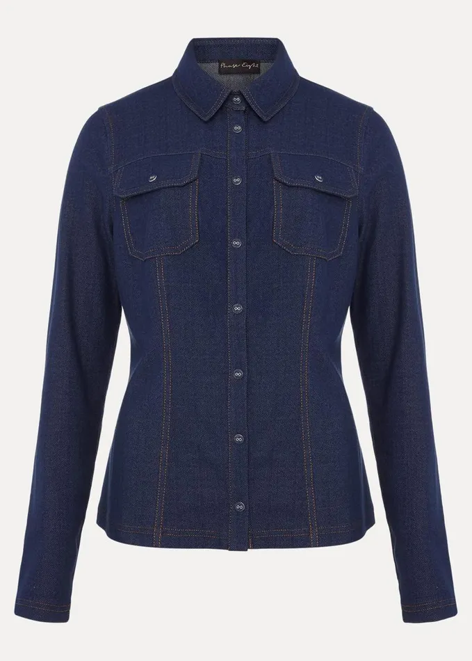 Phase Eight Katheryn Denim Jersey Shirt Blue Women Tops and TShirts