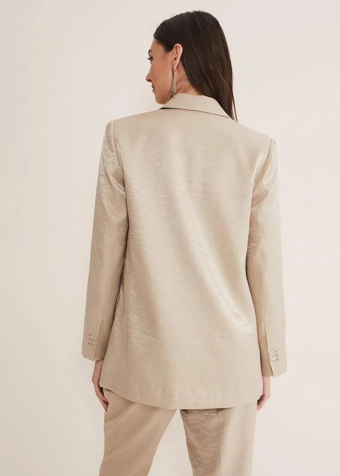 Phase Eight Kehlani Shimmer Blazer CoOrd Champagne Women Coats
