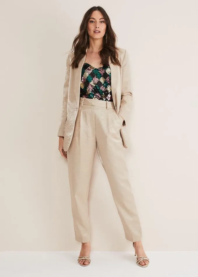 Phase Eight Kehlani Shimmer Blazer CoOrd Champagne Women Coats