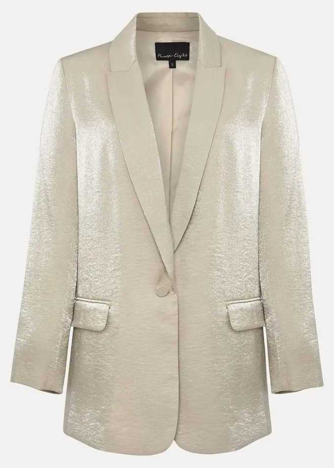 Phase Eight Kehlani Shimmer Blazer CoOrd Champagne Women Coats