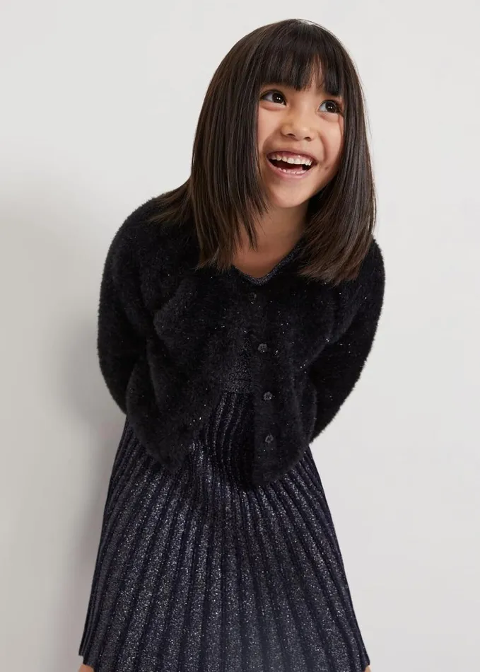 Phase Eight Kessie Black Fluffy Cardigan Black Women Knitwear