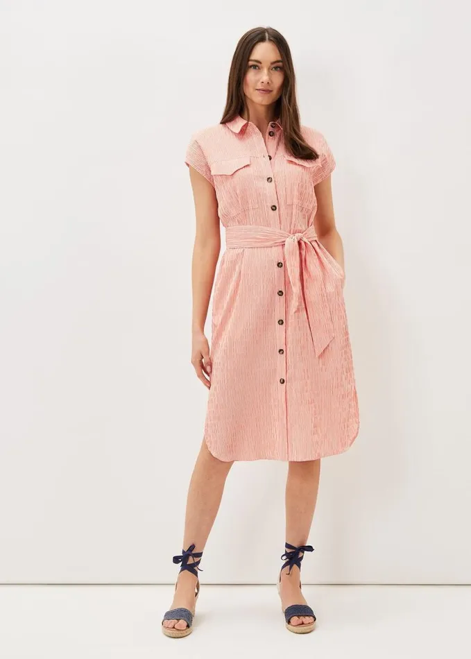 Phase Eight Kinsey Cotton Shirt Dress Tangerinewhite Women Dresses