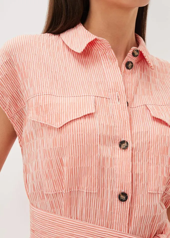 Phase Eight Kinsey Cotton Shirt Dress Tangerinewhite Women Dresses
