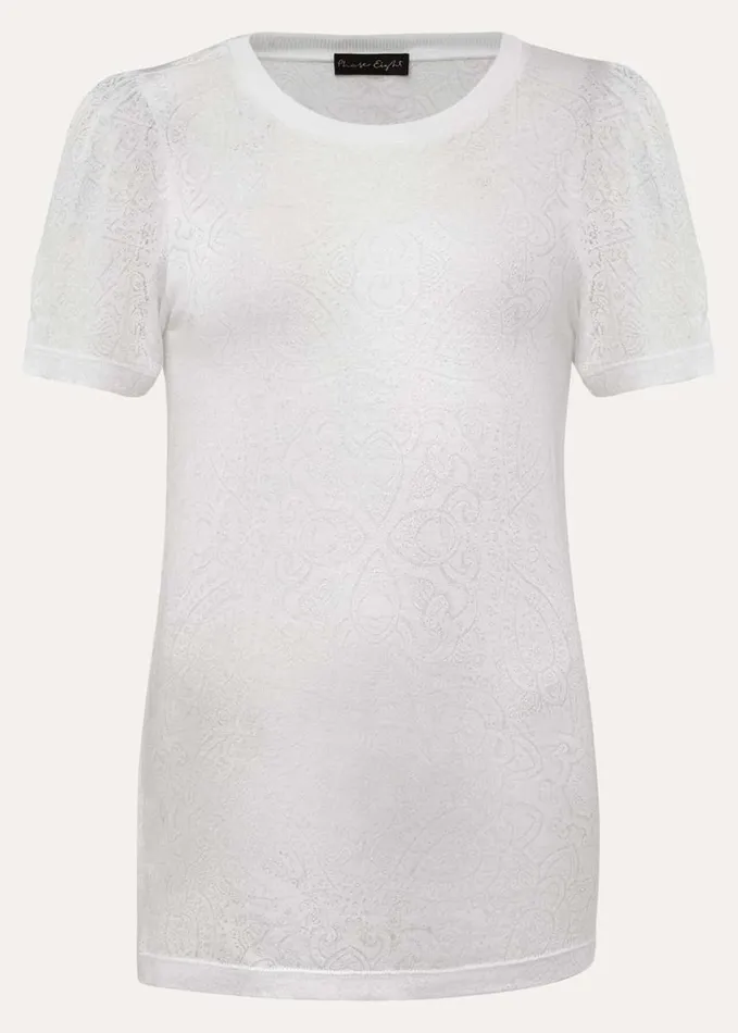 Phase Eight Kinsley Pointelle Jersey Tee White Women Tops and TShirts