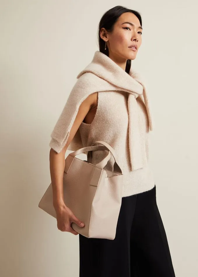 Phase Eight Large Leather Tote Bag Neutral Women Bags and Clutches