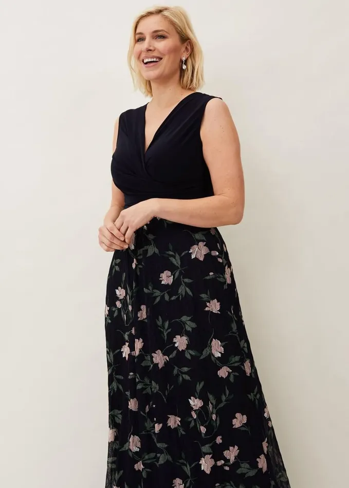 Phase Eight LeighAnn Floral Maxi Dress Navymulti Women Dresses