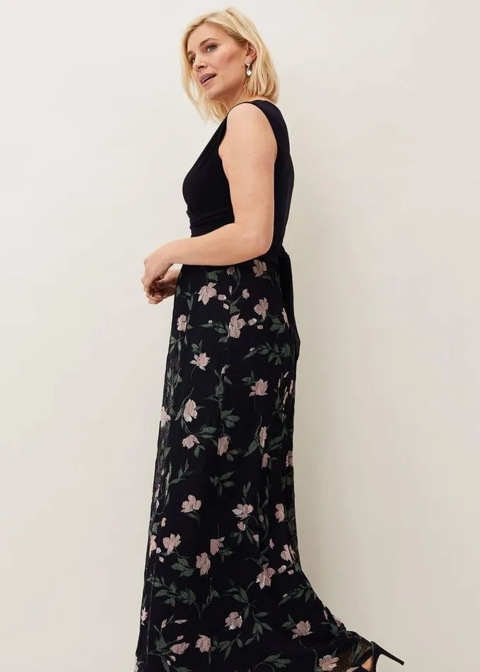 Phase Eight LeighAnn Floral Maxi Dress Navymulti Women Dresses
