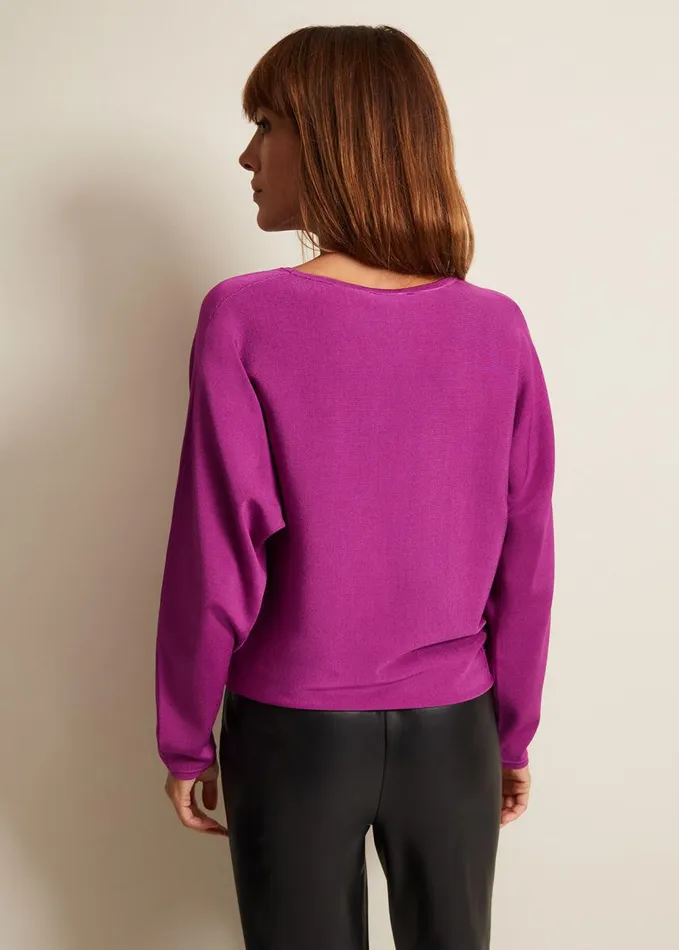 Phase Eight Letina Slinky Keyhole Knit Jumper Purple Women Knitwear