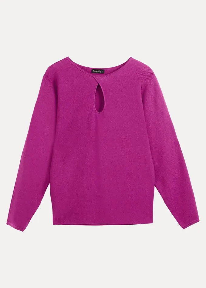 Phase Eight Letina Slinky Keyhole Knit Jumper Purple Women Knitwear
