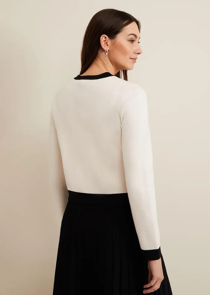 Phase Eight Libby Knit Jacket Blackivory Women Knitwear