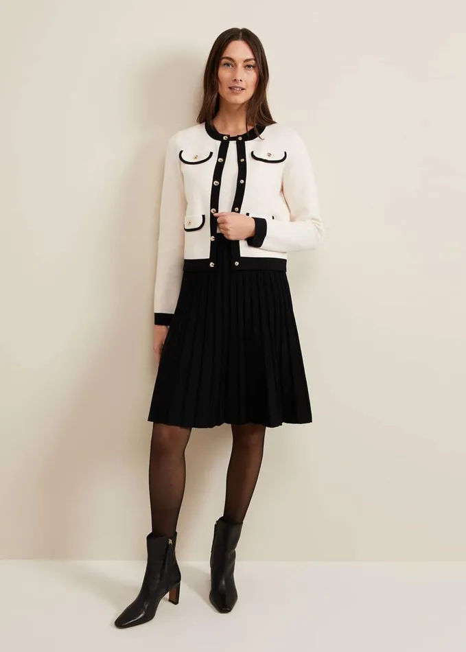 Phase Eight Libby Knit Jacket Blackivory Women Knitwear